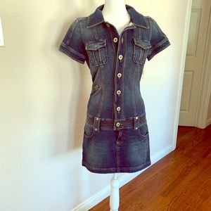 Denim short skirt dress